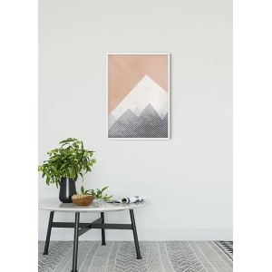 Komar Wandbild Wild and Free Mountain, 50x70 cm. Abstraktes Bergmotiv in Beige, Weiß und Grau.