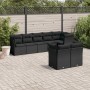 Schwarze 8-tlg. vidaXL Garten-Sofagarnitur aus Poly Rattan mit Kissen. Gartenmöbel für Terrasse und Garten.