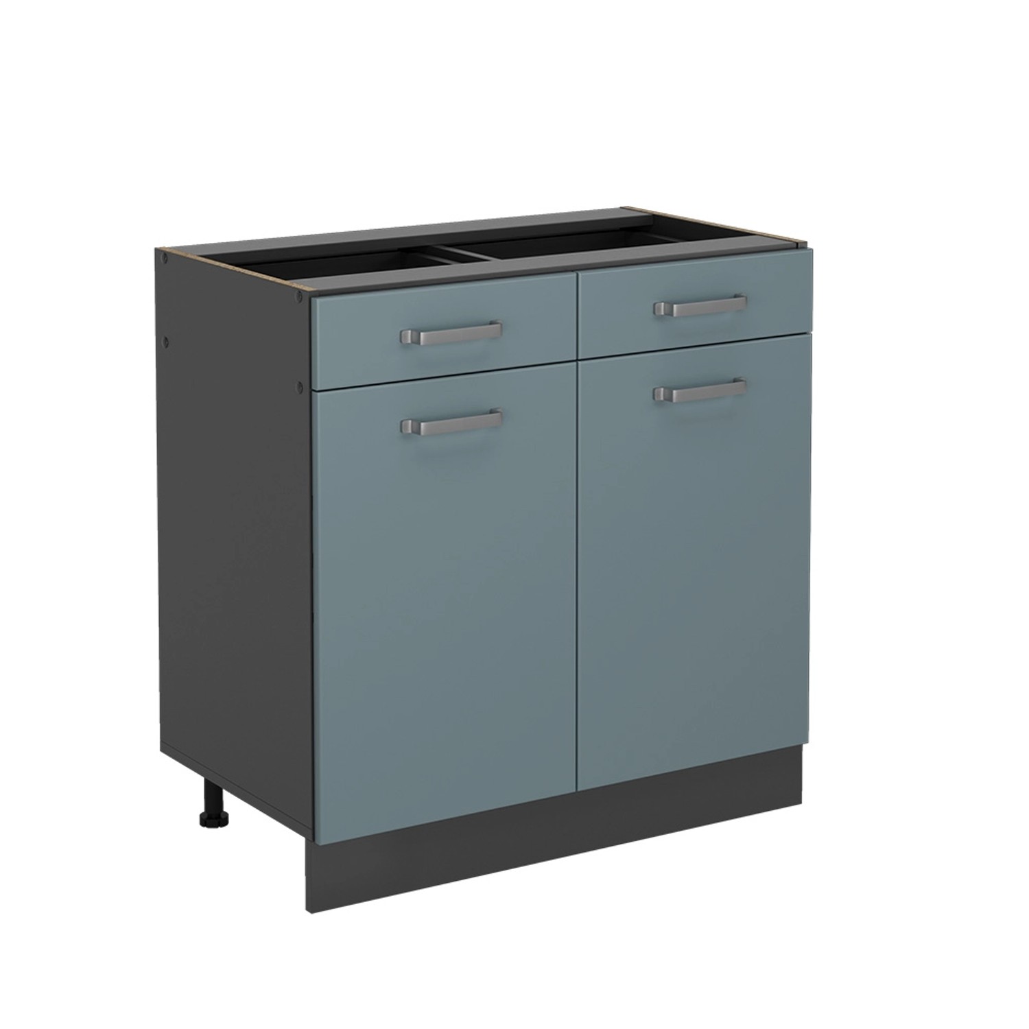 Vicco Küchenunterschrank R-Line Blau-Grau/Anthrazit 80 cm ohne Arbeitsplatt günstig online kaufen
