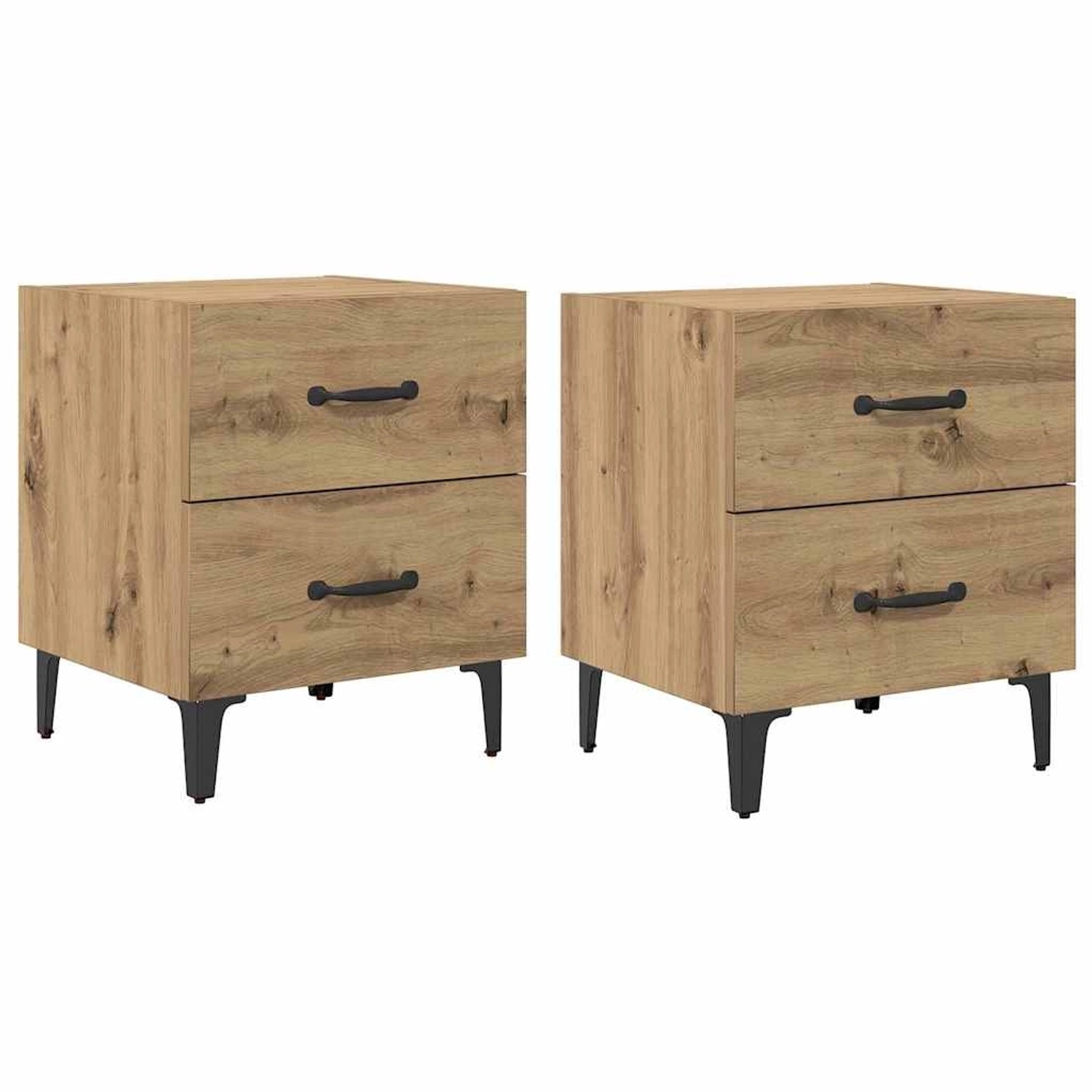 vidaXL Bettschrank 2 Stk Artisan-Eiche 40 x 35 x 47,5 cm Holzwerkstoff 8805 günstig online kaufen