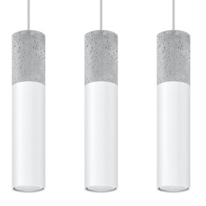 Sollux Lighting Hängeleuchte Borgio 3L Weiß, moderne Lampe aus Stahl und Beton, 3-flammig.