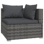 Graues vidaXL Garten-Lounge-Eckelement aus Rattan mit anthrazitfarbenen Kissen.
