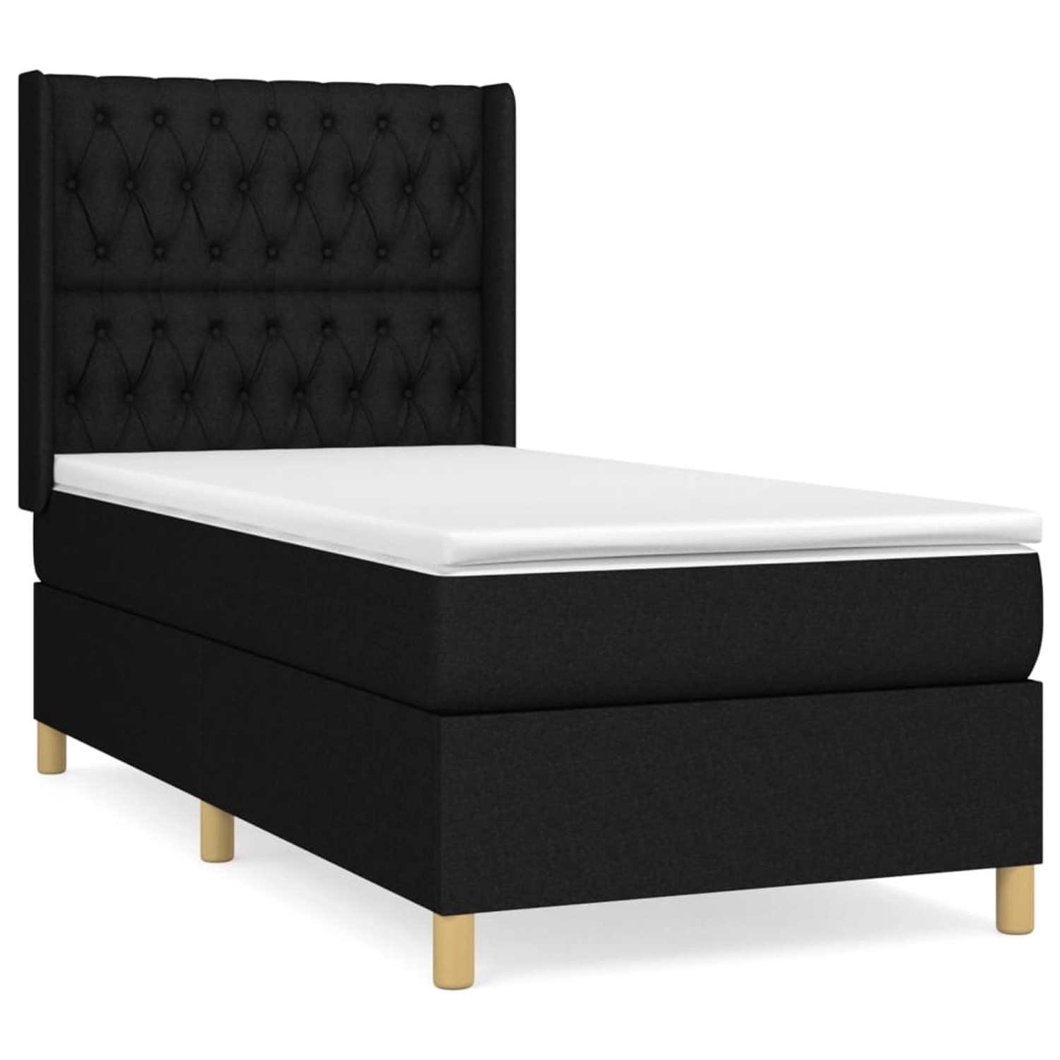 vidaXL Boxspringbett mit Matratze Schwarz 90x190 cm Stoff1396495 günstig online kaufen