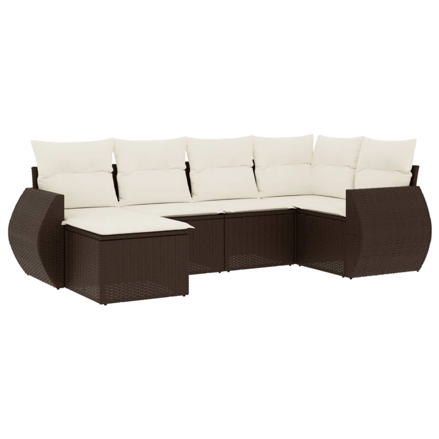 vidaXL 6-Tlg Garten-Sofagarnitur mit Kissen Braun Poly Rattan 3254000
