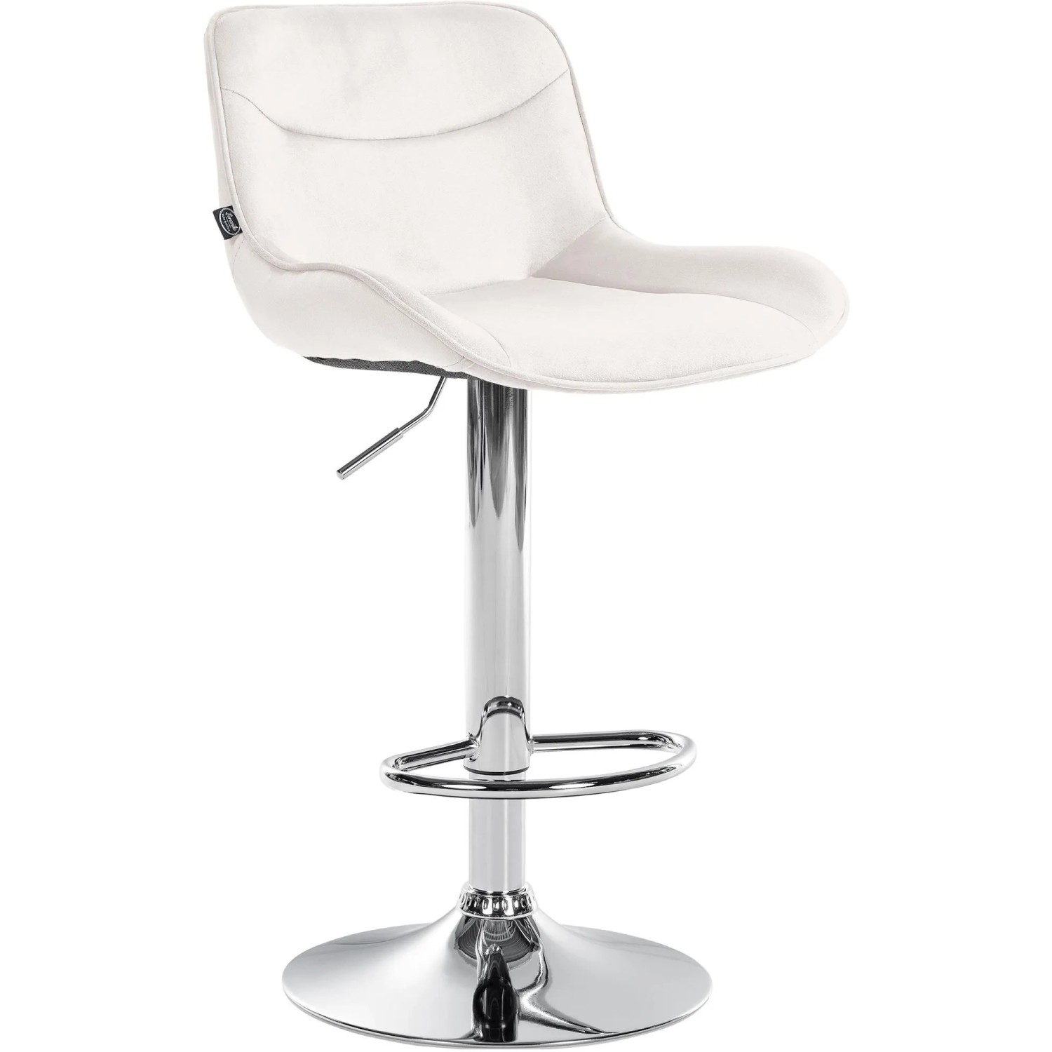 DELUKE Barhocker RAGAD Samt Creme 49x51x85cm Silber Barstuhl Höhenverstellbar Mit Lehne Drehbar Tresenhocker Tresenstuhl