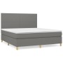 Dunkelgraues vidaXL Boxspringbett 160x200 cm mit Matratze und Kopfteil.