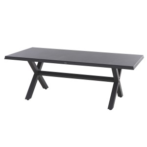 Rechteckiger Siena Garden Gartentisch Sincro aus Ferrostone, 100x200 cm, mit schwarzem Aluminiumgestell.