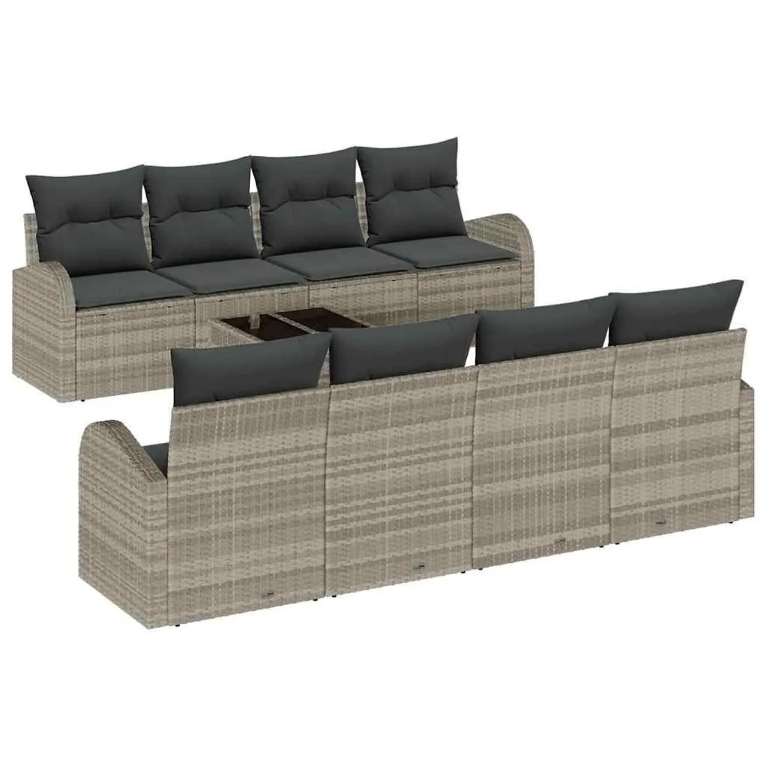 vidaXL Gartensofa-set 9-Tlg Hellgrau und Dunkelgrau Poly-Rattan 3354641 günstig online kaufen