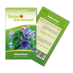 Samenpackung Deiner Gartenwelt Natternkopf blau, einjährige Sommerblume für sonnige Standorte.