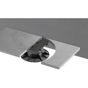 GS Terrassen Randhalter aus Aluminium für Plattenlager mit Stellfuß, Montage einer Terrassendiele.