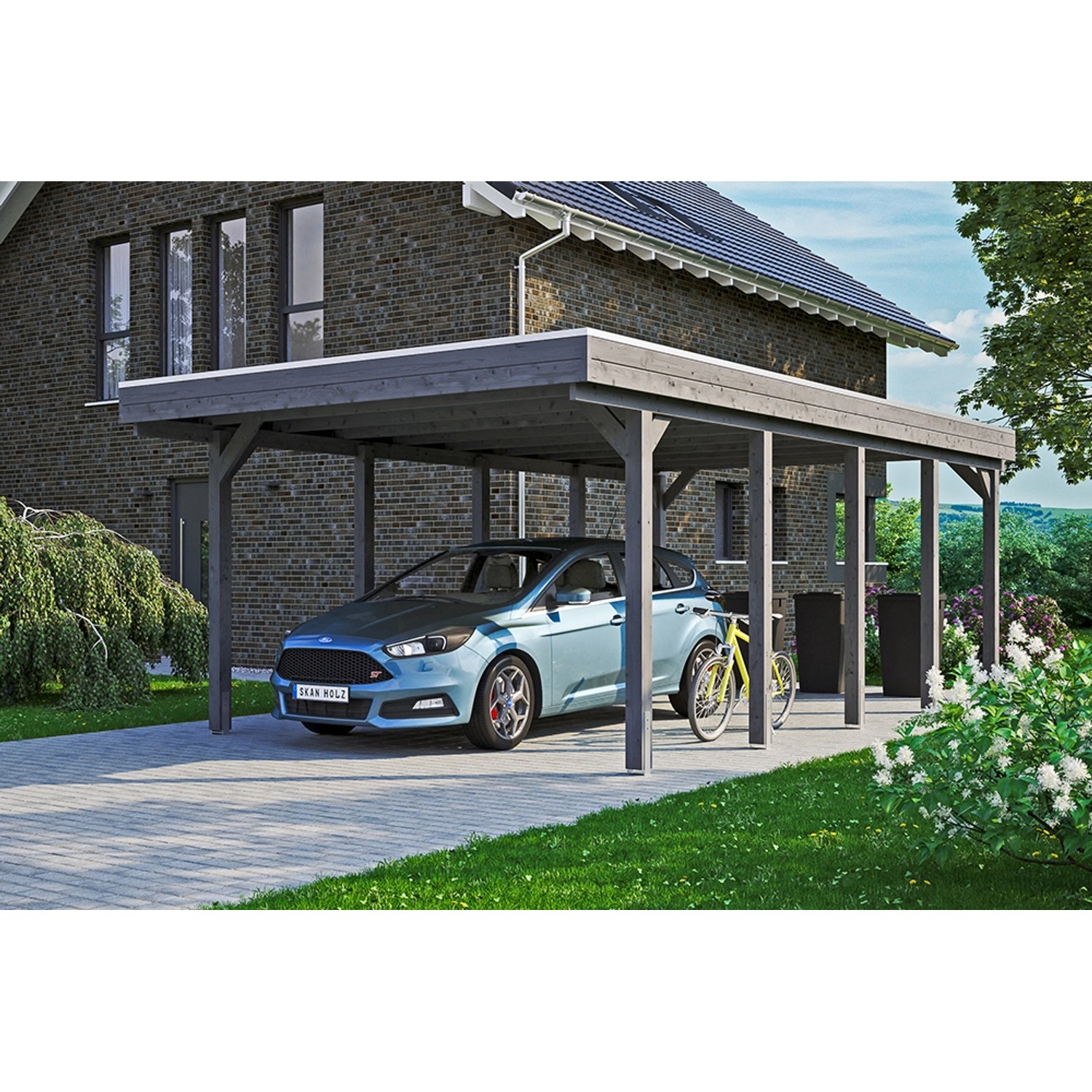 Carport Friesland Schiefergrau 397 x 708 cm mit Aluminiumdach günstig online kaufen