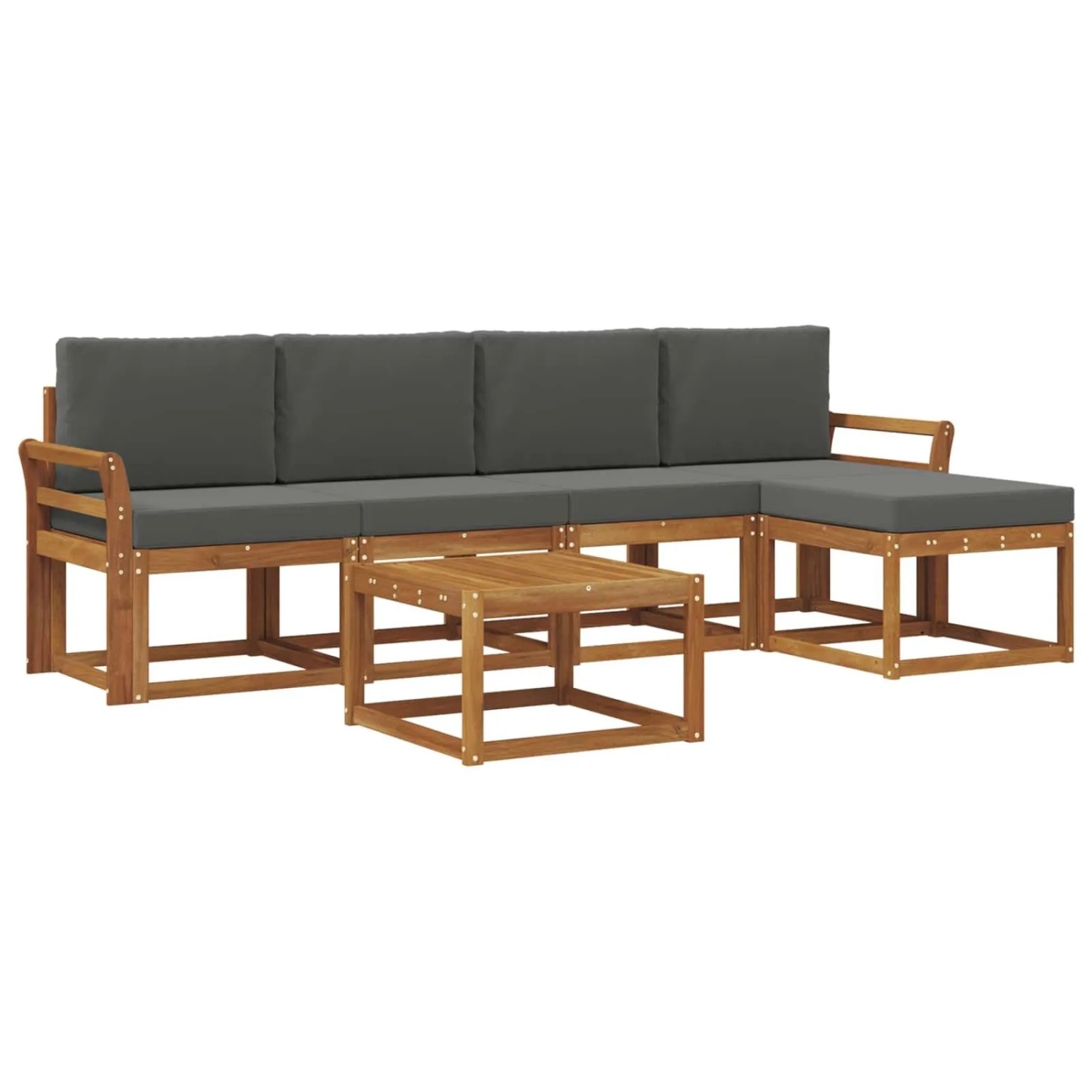 vidaXL Outdoor-Sofagarnitur mit Kissen 6 Stk Natur und Anthrazit 3366290