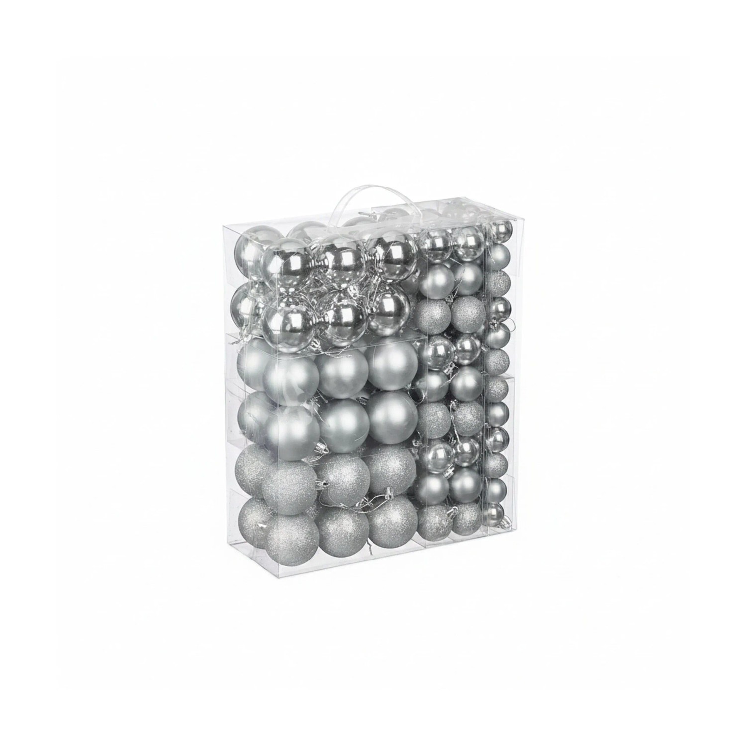 Relaxdays Weihnachtskugeln 138er Set Kunststoff Silber Bruchsicher Glitzernd Matt Glänzend 4 cm x 3 cm 5 cm x 4 cm 7 cm x 6 cm 0,8 kg