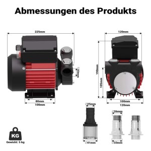 Wiltec Heizöl- Und Dieselpumpe 230V/357W/60L/Min Selbstansaugend Dieselöl Pumpe
