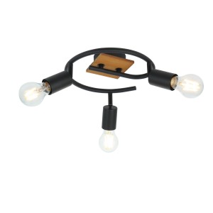 Globo Deckenstrahler Martha, 3-flammig, Holz/Schwarz, für LED-Spots