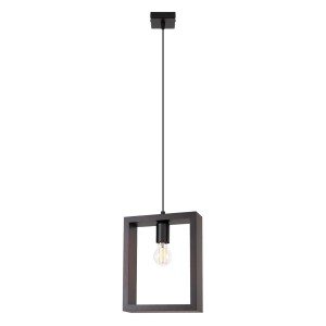 Sollux Lighting Pendelleuchte Aries Wenge mit quadratischem Holzrahmen.