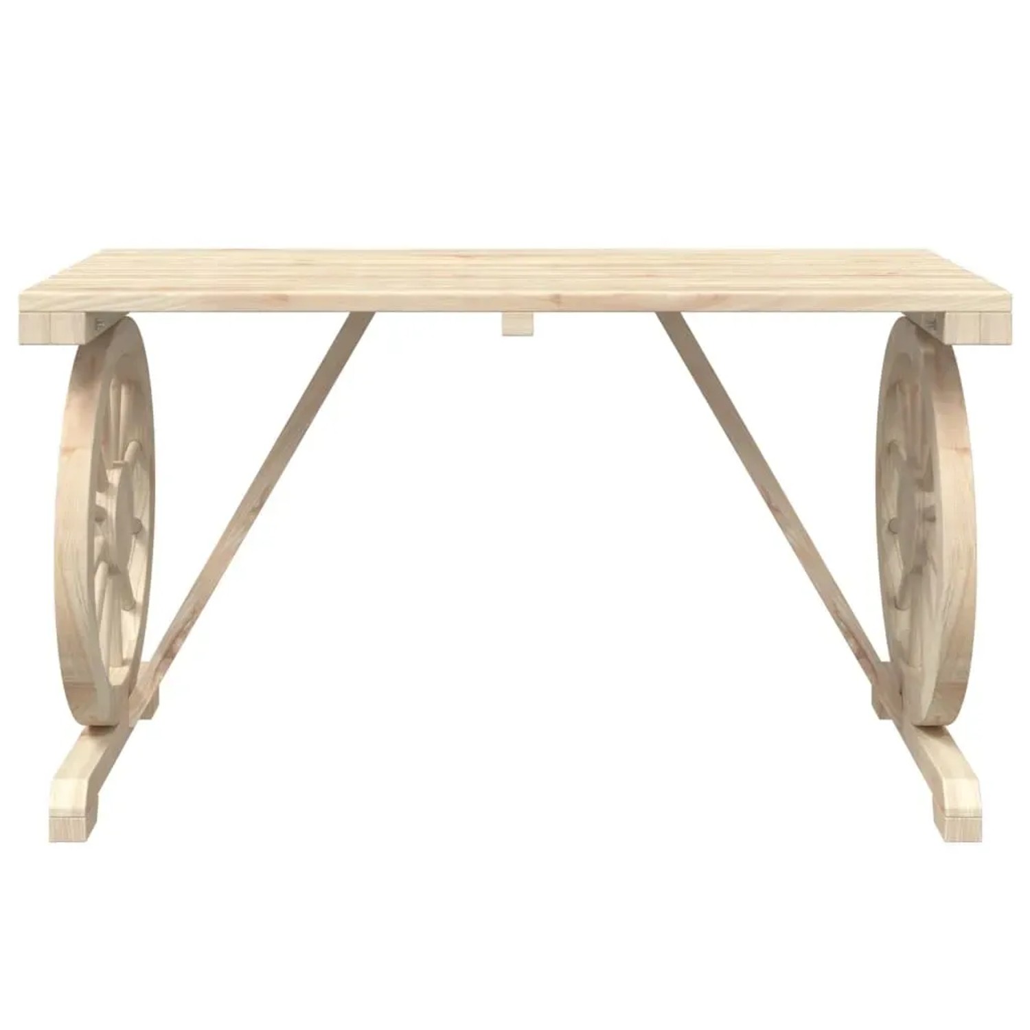 vidaXL 3-tlg. Garten-Essgruppe aus Tannenholz mit Tisch und Bänken im Wagenrad-Design.