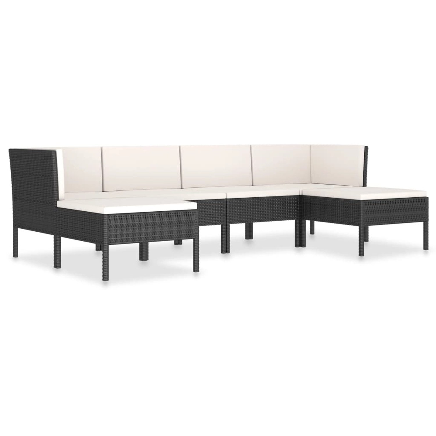 vidaXL 6-tlg Garten-Lounge-Set mit Auflagen Poly Rattan Schwarz Modell 1