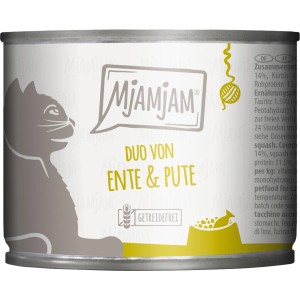 MjAMjAM Katzen-Nassfutter Duo Ente & Pute mit Kürbis, getreidefrei, 200g Dose.