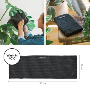 Fiskars Staubtuch für Zimmerpflanzen, 18x55cm, schwarz, zur Reinigung von Blättern.