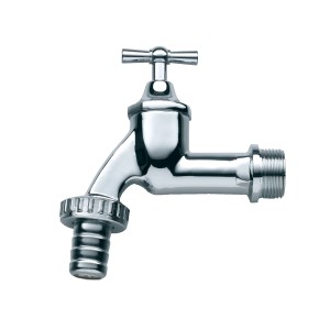 Arves Wasserhahn (3/4) aus Chrom für Regentonnen und Wasserzapfstellen.