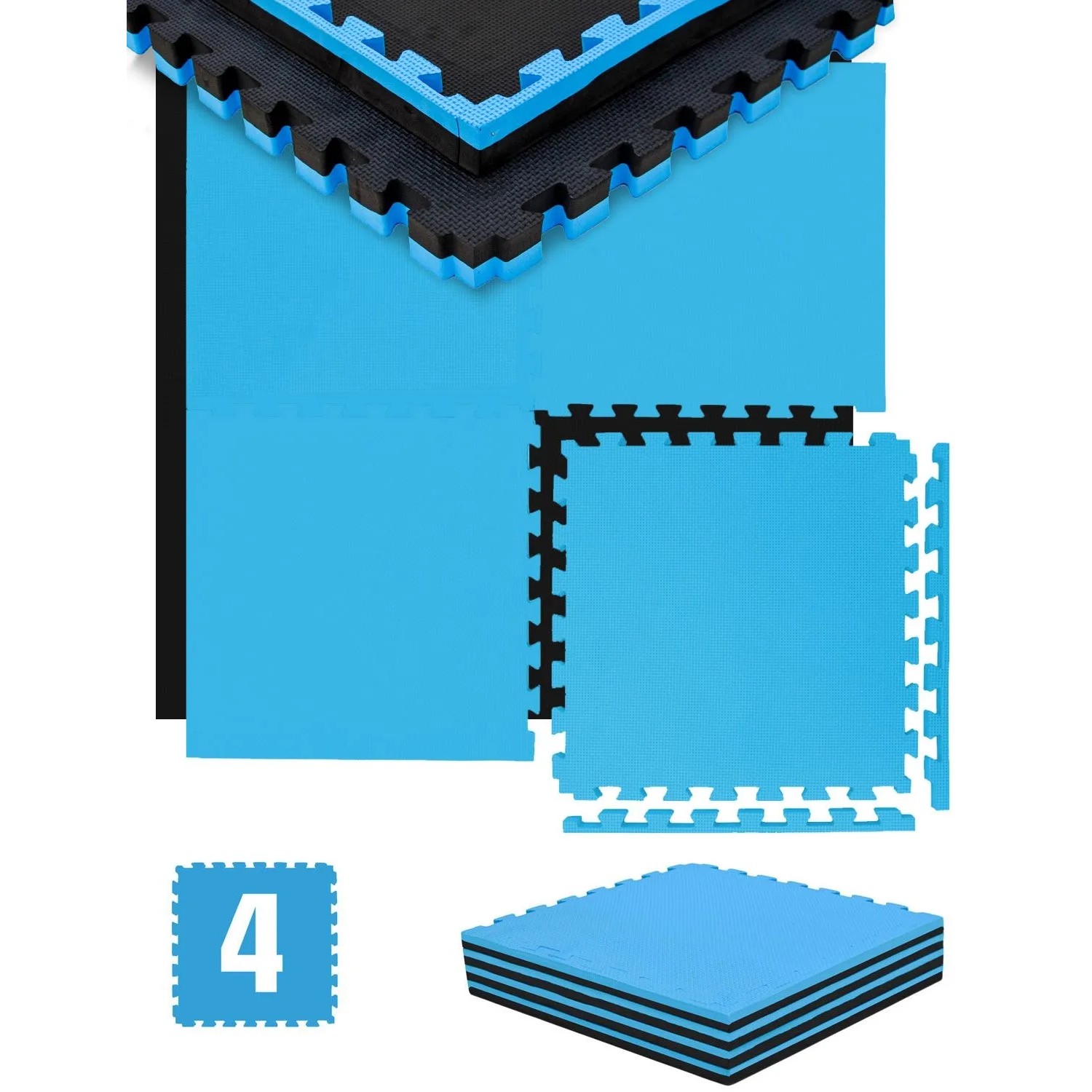 eyepower Fitnessmatte 50 x 50 x 4 cm 4er Set Blau