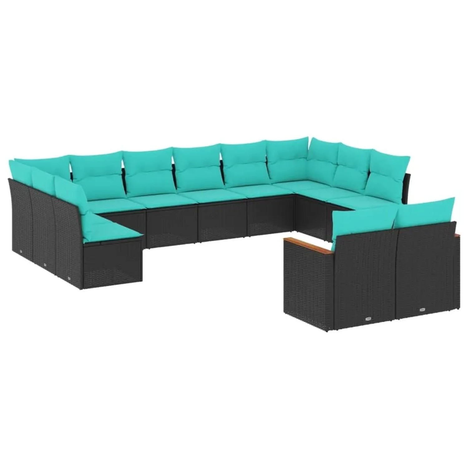 vidaXL 12-Tlg Gartensofa-Set mit Kissen Schwarz Polyrattan 3226442 günstig online kaufen