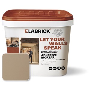 Eimer Klebemörtel (15 kg) für Elabrick Verblender, Farbe Sandgrau.