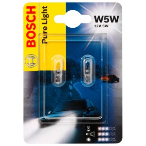 Bosch GLL Pure Light W5W, 12V 5W, für Auto-Anzeigenbeleuchtung in Originalqualität.