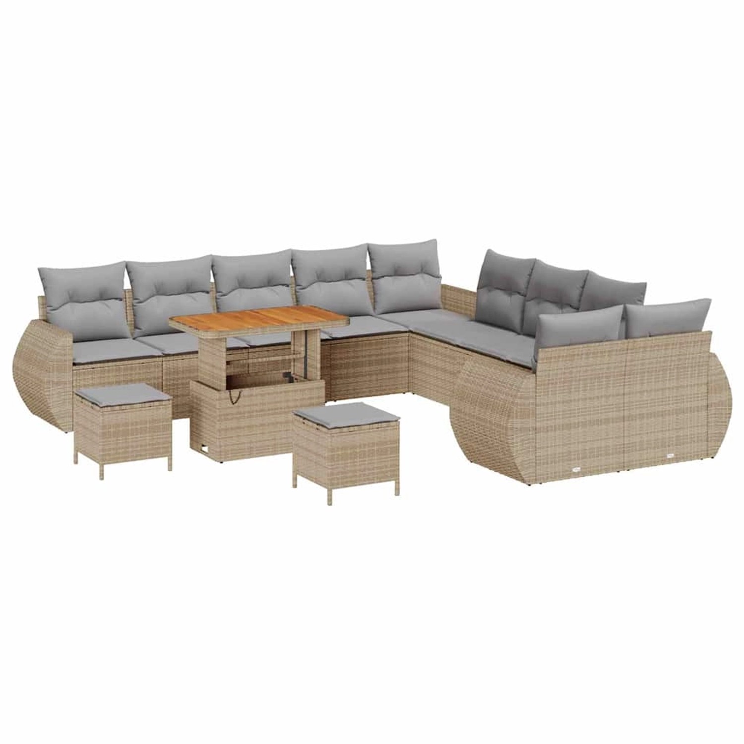 vidaXL Garten-Sofa-Set 13-Tlg Beige Poly Rattan 3361937 günstig online kaufen