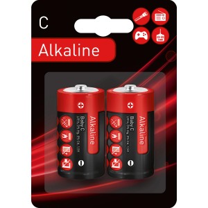 2er-Pack Alkaline Batterien Baby C (LR14) für z.B. Taschenlampen und Spielzeug.