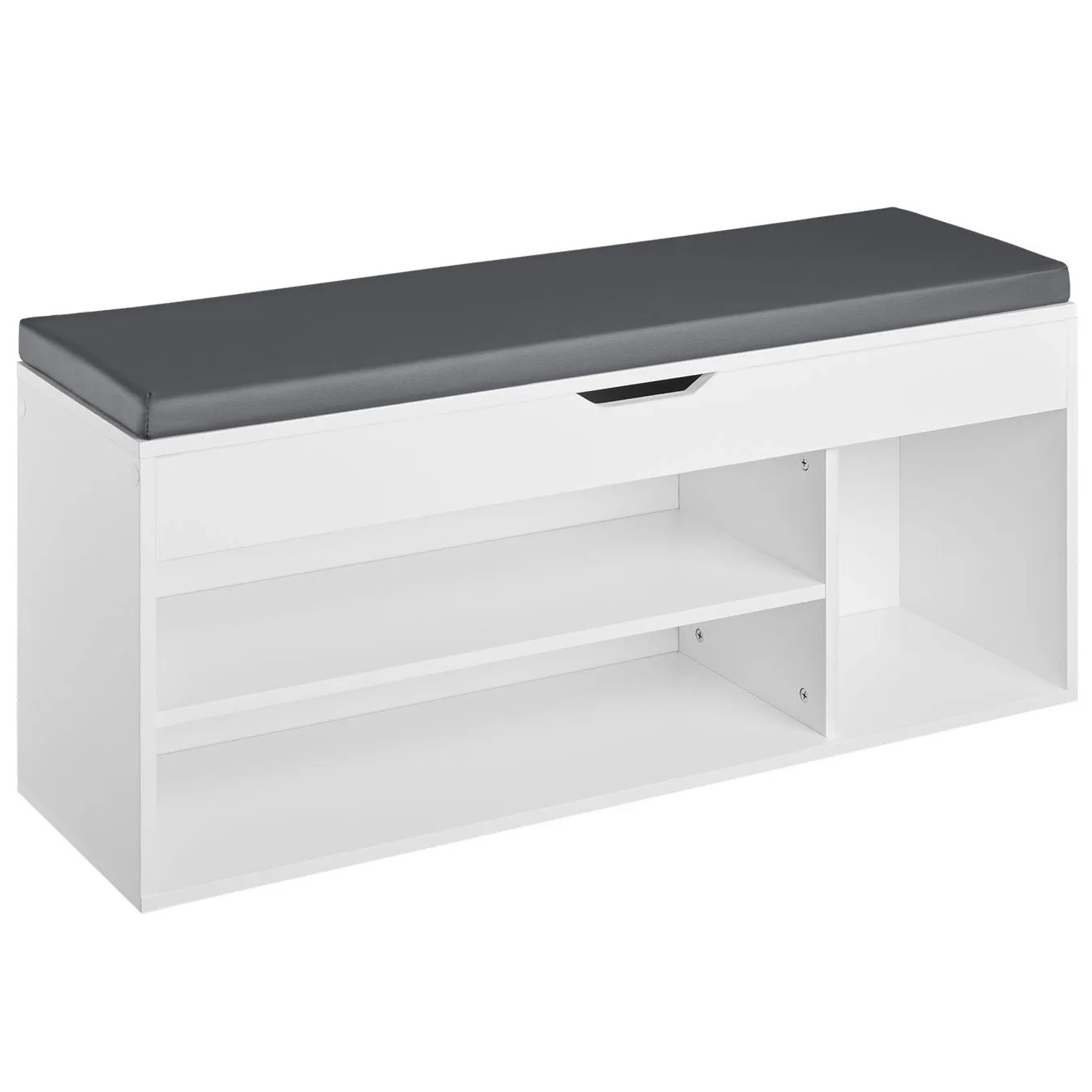 Tectake Schuhbank Natalya Für 9 Paar Schuhe Mit Sitzpolster  104 x 30 x 49 cm Weiß
