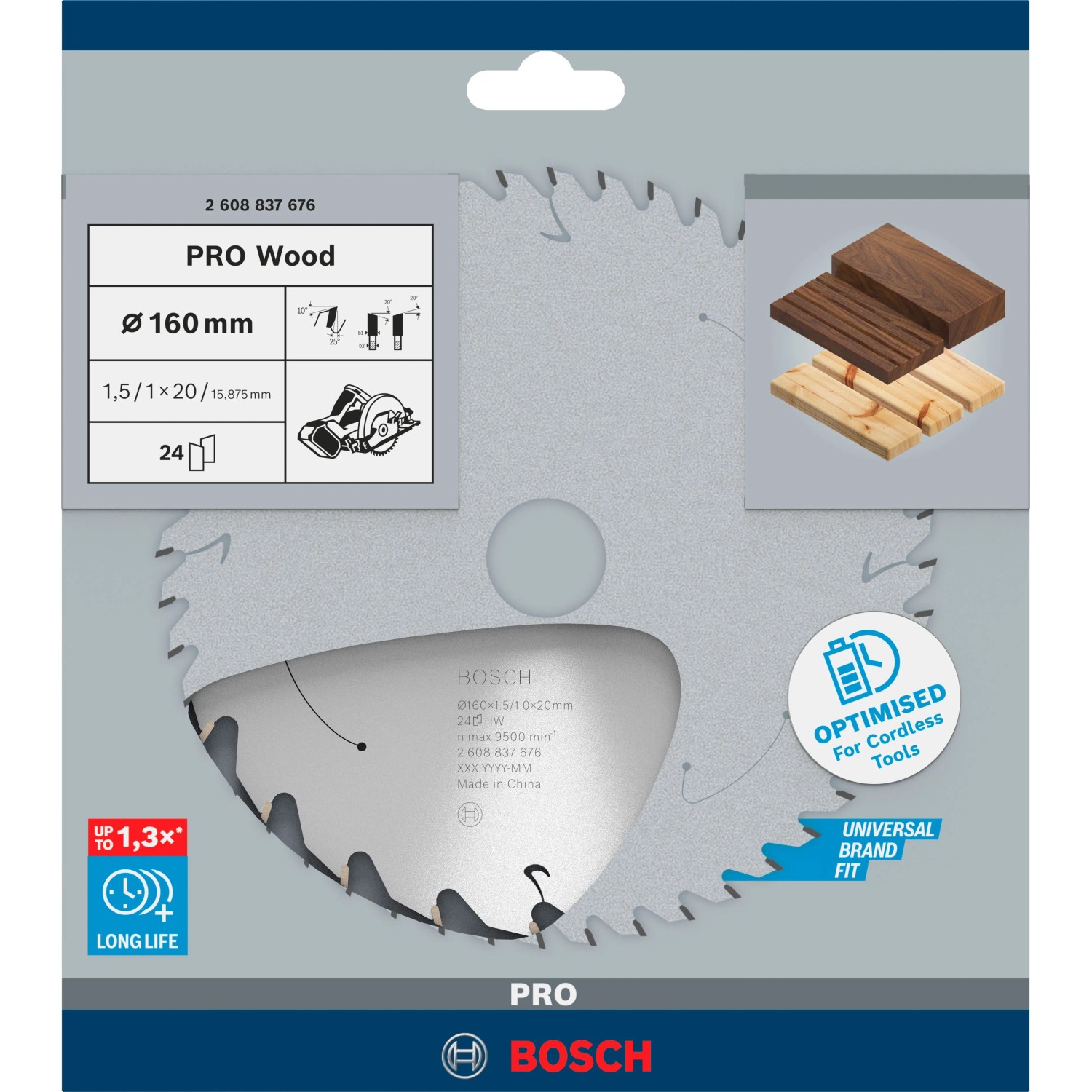 Bosch Kreissägeblatt Holz für Akkusägen Ø 160 x 1,5/1 x 20 mm Zähne 24_4