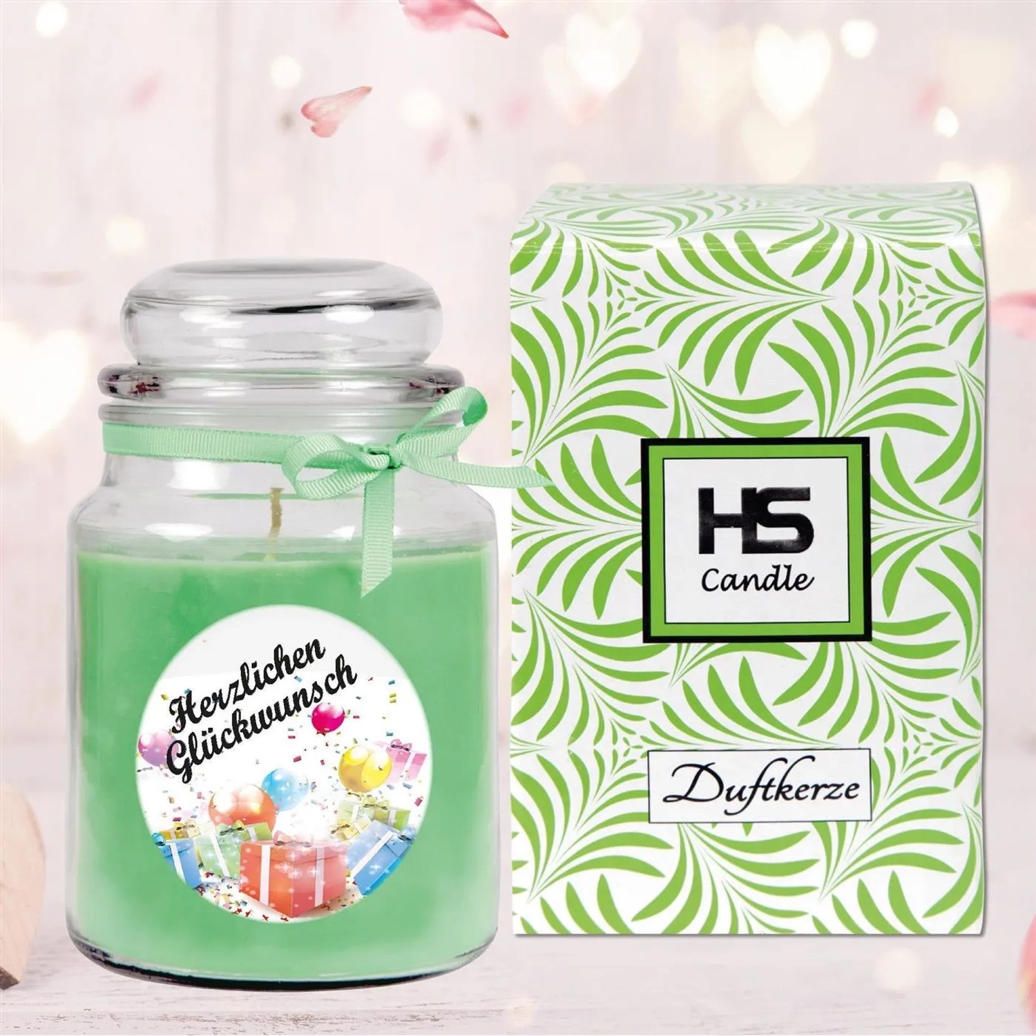 HS Candle Duftkerze Happy Birthday im Glas mit Geschenkverpackung.
