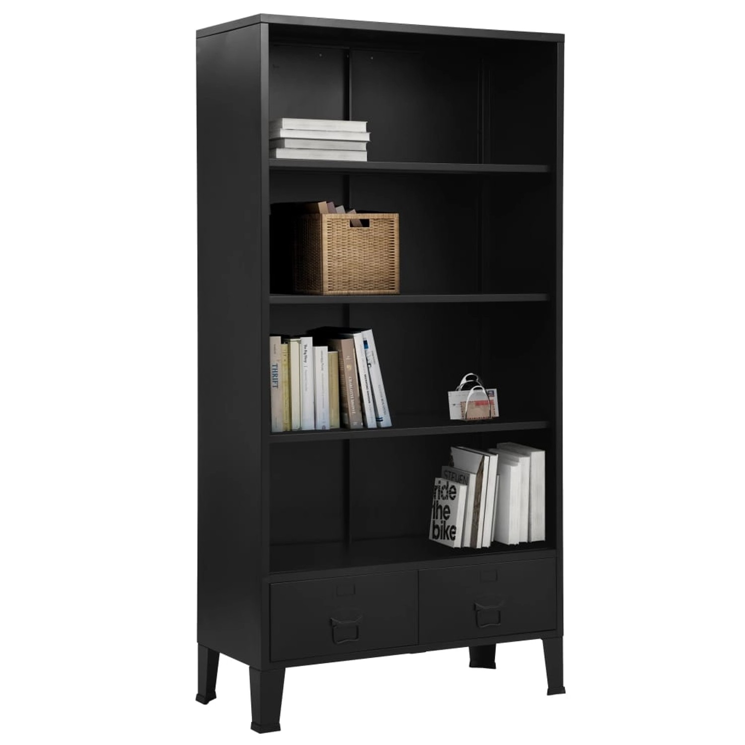 Bücherregal Industriell Schwarz 90 X 40 X 180 Cm Stahl günstig online kaufen