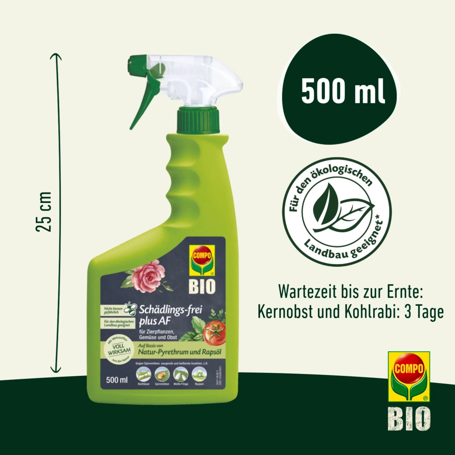 Sprühflasche Compo Schädlings-frei plus AF 500ml gegen Blattläuse und andere Schädlinge.