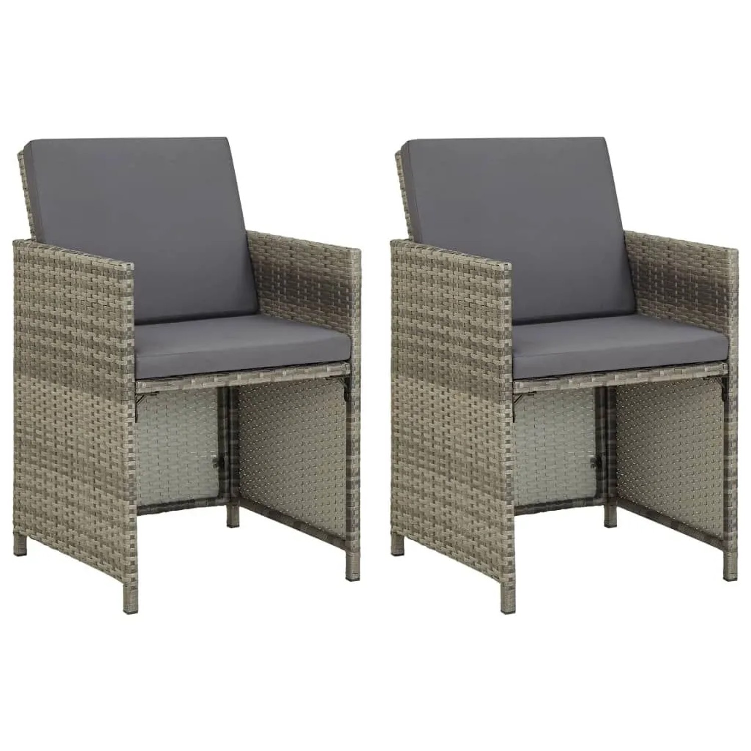 Furnicato Gartenstühle 2er Set Poly Rattan Mit Auflagen 52x56x67 85 Cm Grau