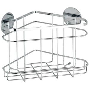 Wenko Eckregal Turbo-Loc aus Edelstahl, glänzend, zur Montage ohne Bohren.