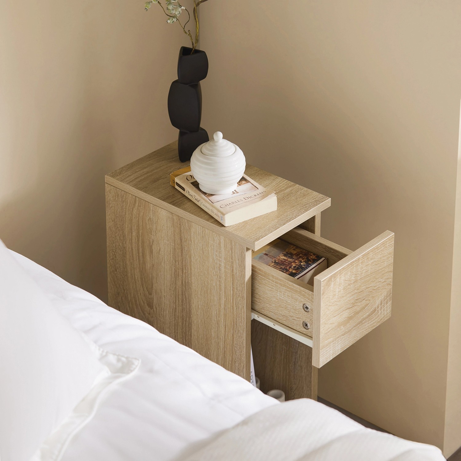 Nachttisch 2er Set Antrazit - Schmale Nachtschränke Fürs Schlafzimmer