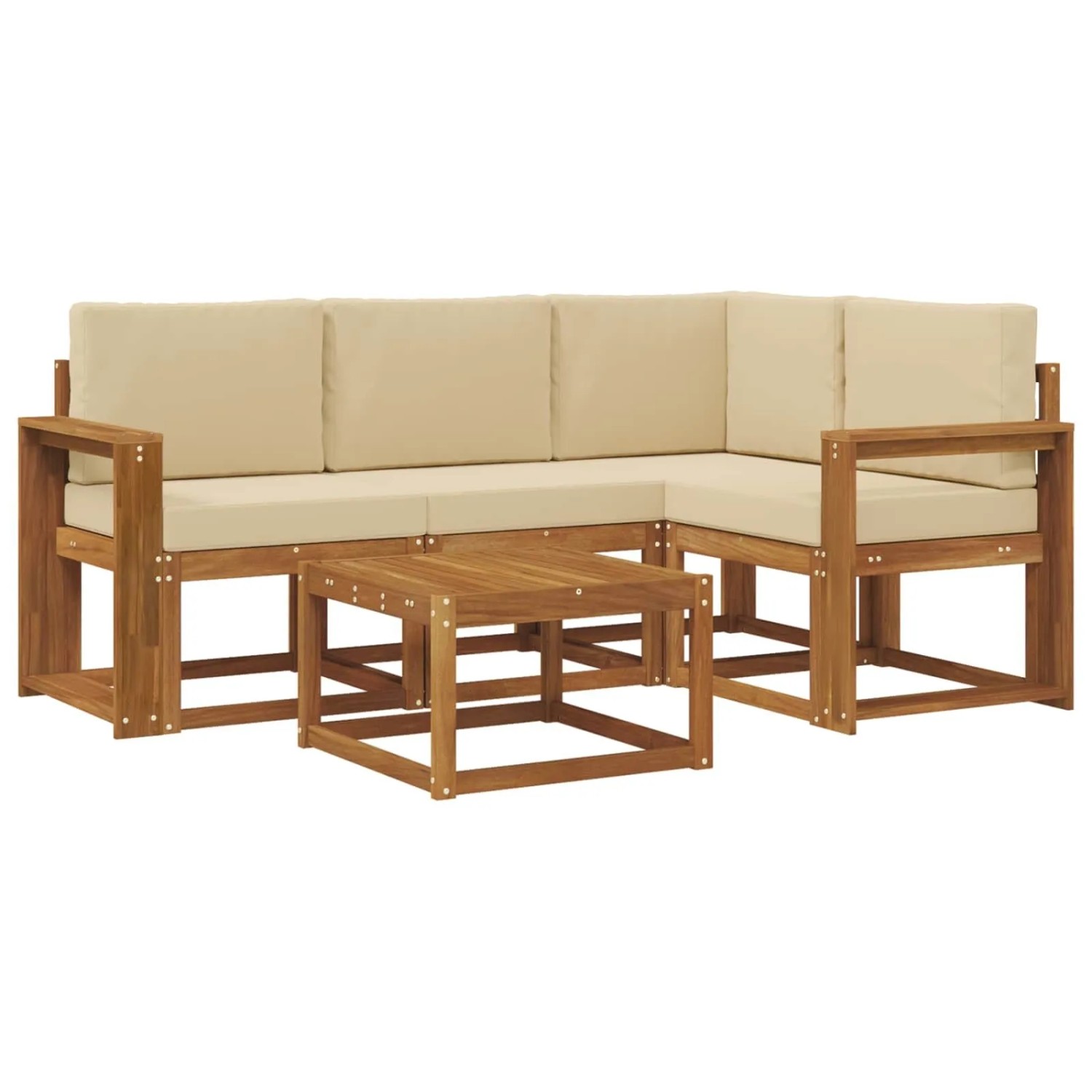 vidaXL Outdoor-Sofagarnitur mit Kissen 5 Stk Natur und Beige 3366366