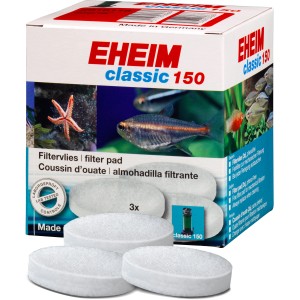 Eheim Filtervlies Classic 150, 3er Pack für Aquarienfilter. Weißes, poröses Material.