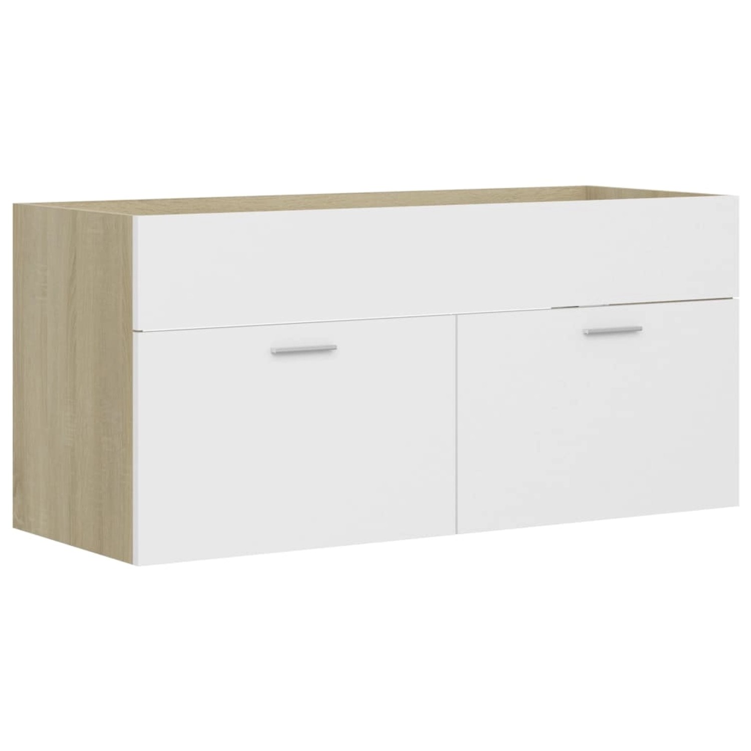 vidaXL Waschbeckenunterschrank Weiß Sonoma-Eiche 100x38,5x46 cm