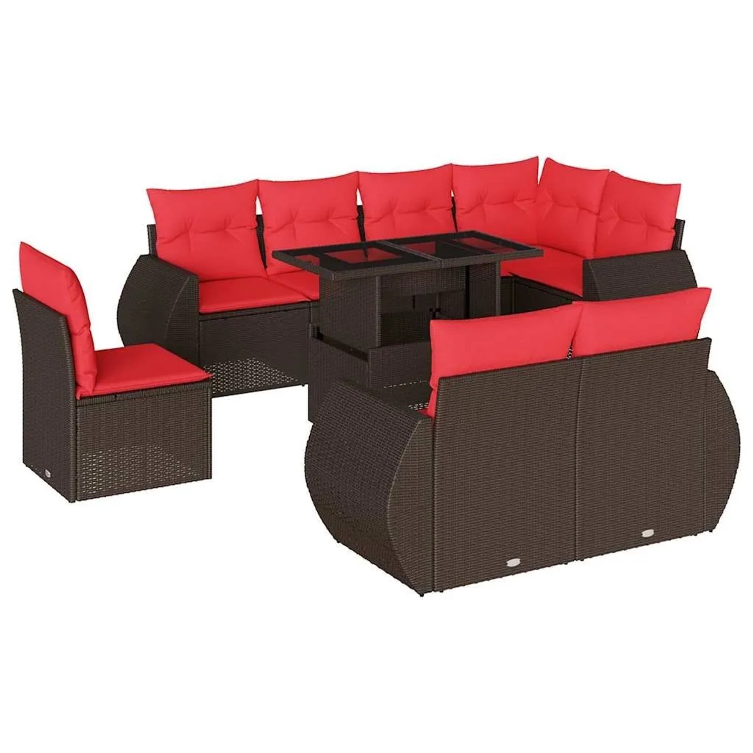 vidaXL 9-Tlg Gartensofa-Set mit Kissen Braun Polyrattan 3268674 günstig online kaufen