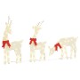 Drei goldene LED-Rentiere mit warmweißen Lichtern und roten Schleifen als Weihnachtsdekoration.
