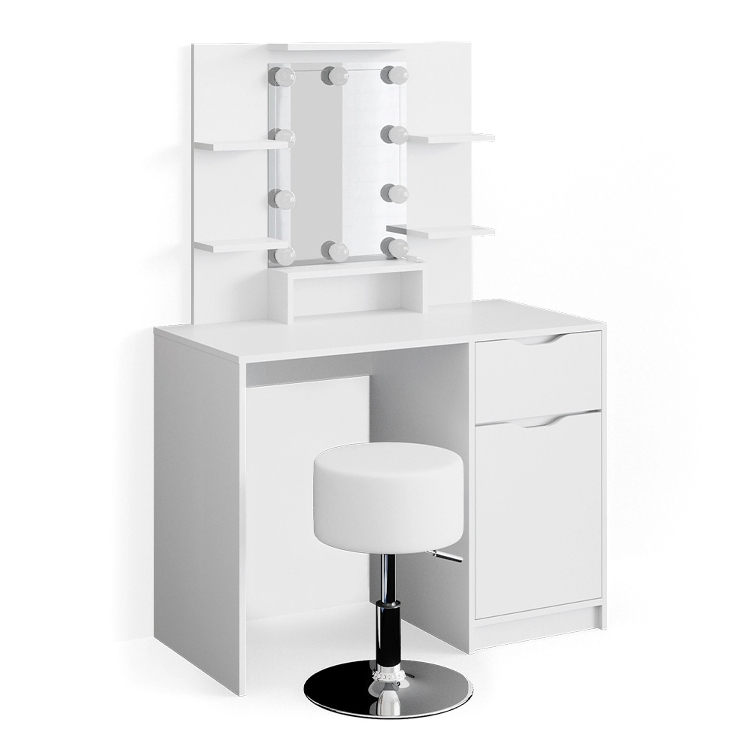 Vicco Schminktisch Ruben Little Weiß 100 cm mit LED Beleuchtung und Hocker günstig online kaufen
