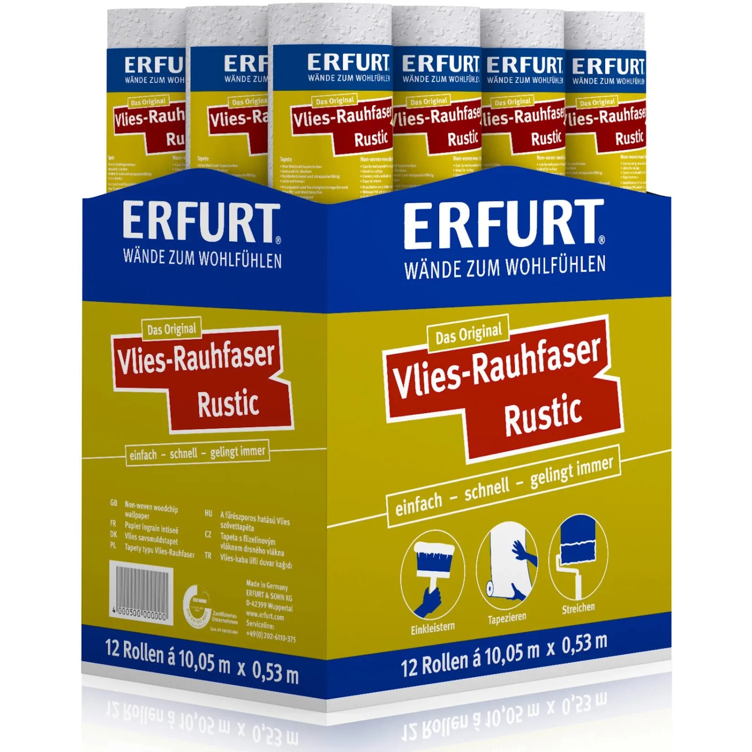 Erfurt Vlies-Rauhfaser Rustic, 12 Rollen überstreichbare Tapete im Karton.