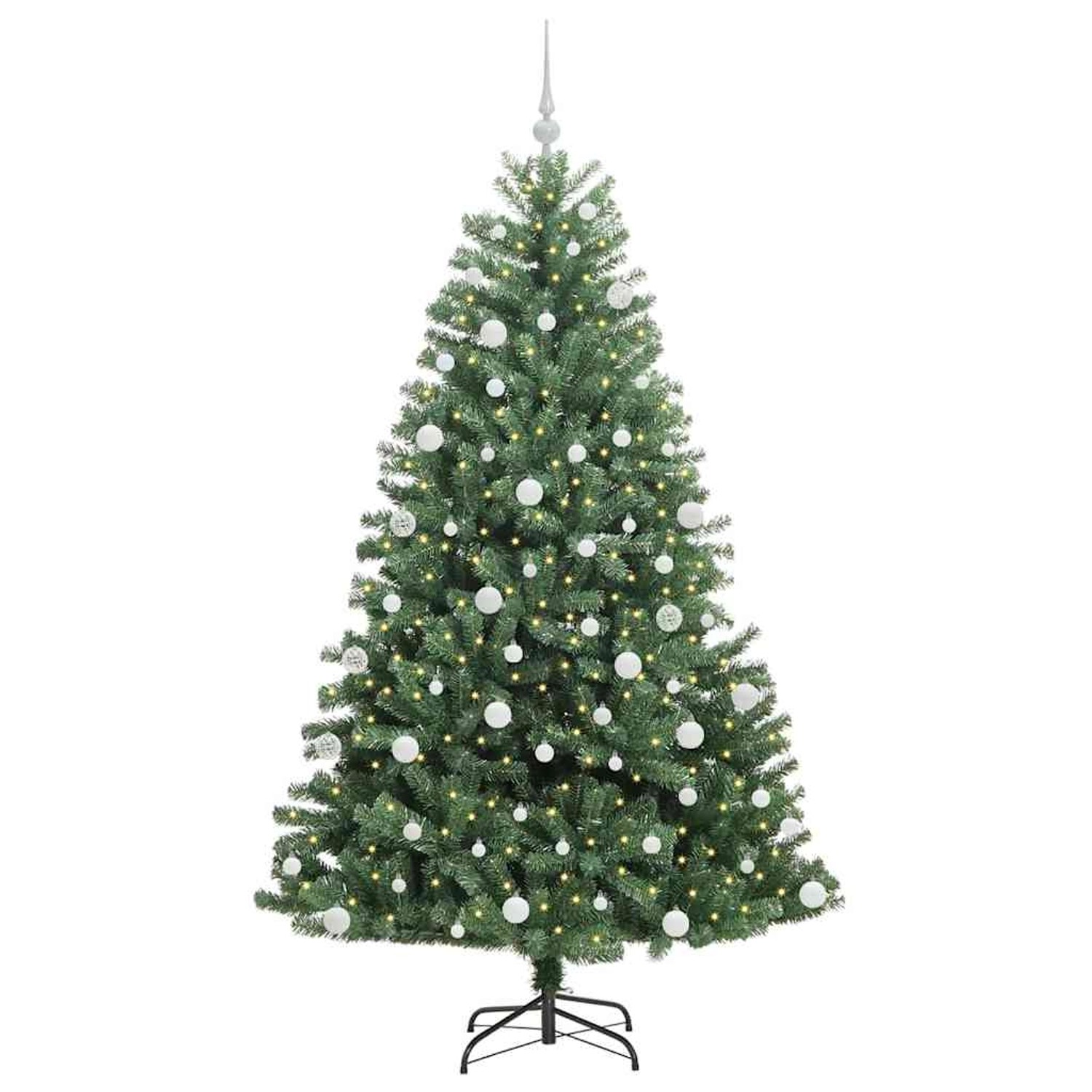 vidaXL Künstlicher Klappbarer Weihnachtsbaum mit 300 LEDs Grün 180 cm 3395490