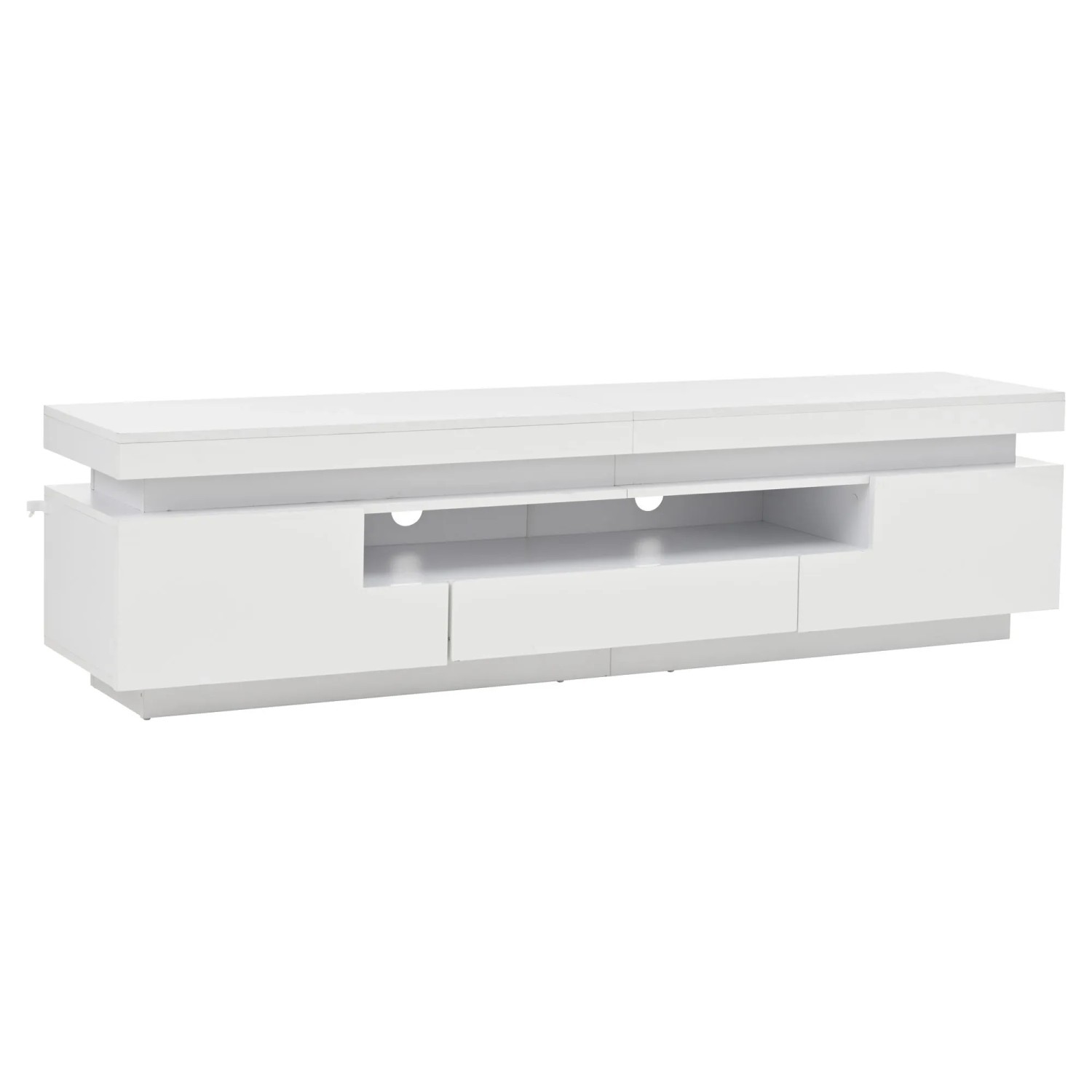 ModernLuxe TV Lowboard mit 2 Türen 1 Schublade Led Beleuchtung Spanplatte Weiß