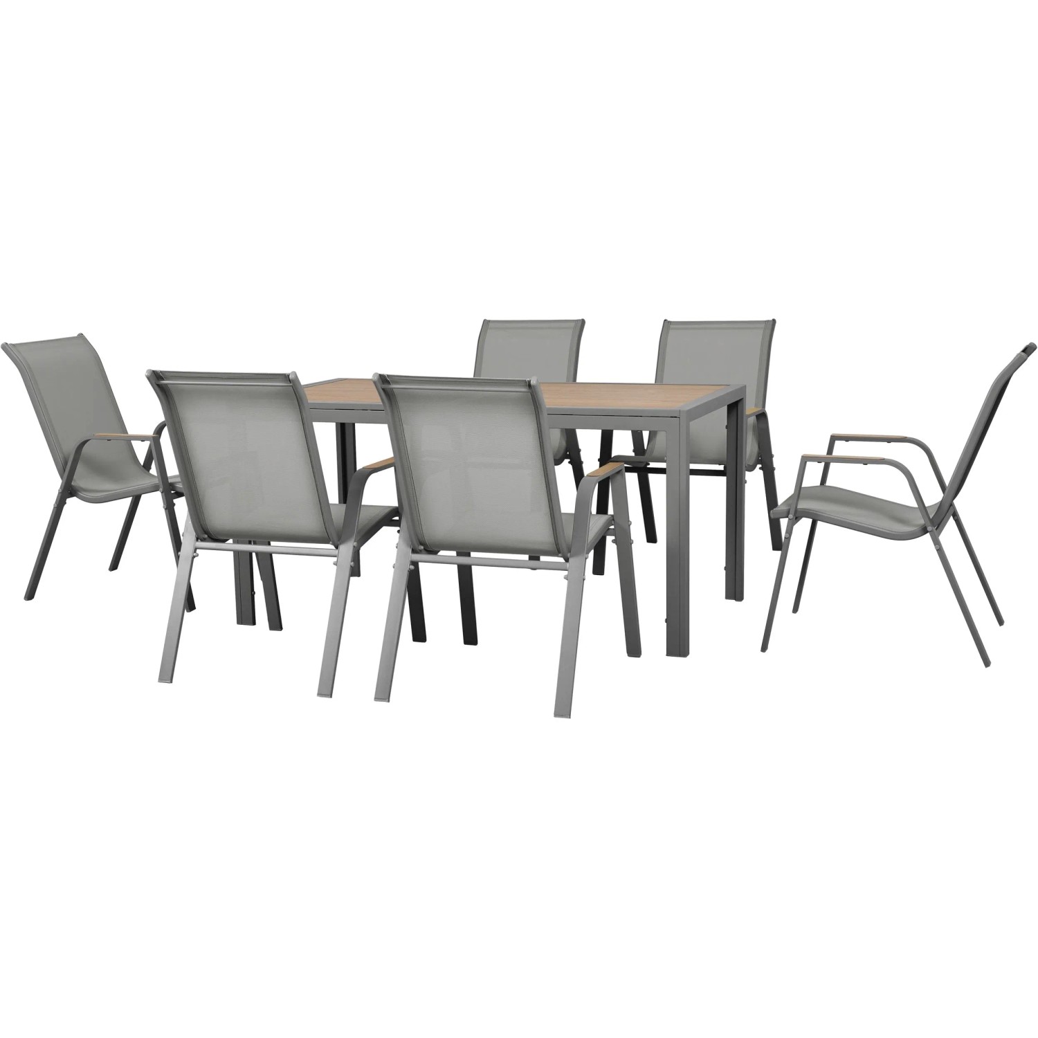 Garden Pleasure Tischgruppe Palena Grau 7-teilig