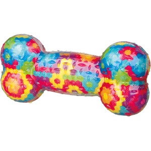 Trixie Knochen aus TPR, 17 cm, robustes Apportierspielzeug für Hunde in bunten Farben.